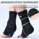 Copper Ankle Brace for Women Men-2 Pack Ankle Compression Sleeve Support for Sprained Ankle, Plantar Fasciitis Relief & Achilles Tendonitis Brace, Sports, Running, Black, 2XL