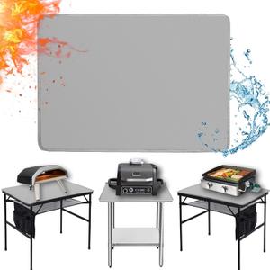 24 x 31 in Heat Resistant Grill Mats for Outdoor Tabletop Grill to Protect Your Prep Table and Outdoor Grill Table, Fire Proof & Water Proof & Oil Proof BBQ Mat - Grey(0.6mm) (Gray)