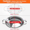 DePango Roasting Rack, Stainless Steel Oval Cooling Rack with Handle, Wire Rack with Integrated Feet, for Cooking, Grilling, Drying, 16.5”x11.5”