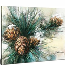 Rinsiken Pine Cone Wall Art Canvas Print Christmas Picture 12x15 inch Painting Stretched and Framed Ready to Hang for Wall Décor