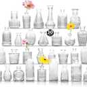Glass Bud Vase Set of 30, Clear Bud Vases in Bulk, Small Flower Vases for Table Centerpieces, Mini Vintage Vases for Rustic Wedding Party, Bridal Shower, Home Decoration (30 Pack)