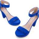 Herstyle Women's Chunky Platform Heels 4 Inch Block Heeled Sandals, Open Toe Dressy Strappy Heels with Ankle Strap for Wedding, Prom, Party & Graduation (Blue, 11)