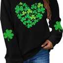 CAZYCHILD St Patricks Day Sweatshirt for Women: St Pattys Sweater Lucky Shamrock Long Sleeve Shirt Irish Pullover Tops (Medium, Black)
