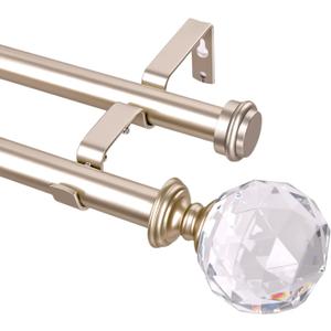 Double Curtain Rods for Windows 30 to 55 inches,Adjustable Window Curtain Rod,Easy Install,Nickel
