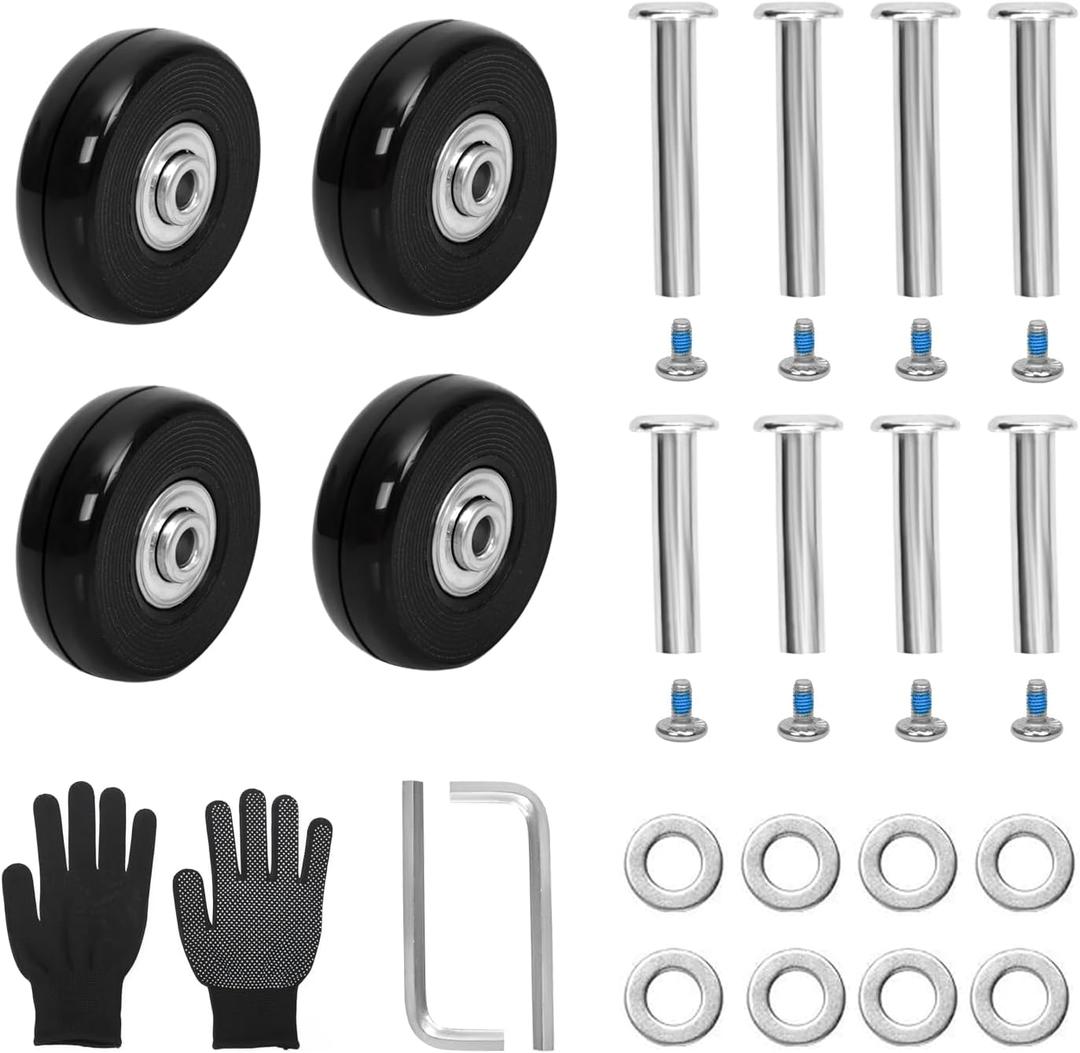 Luggage Suitcase Replacement Wheels 1.57" Diameter 4 Pcs 0.67" Thickness with Ball Bearings Wear-Resistant Mute Rubber Swivel Caster Repair Kits for Luggage Bags Trolley Case