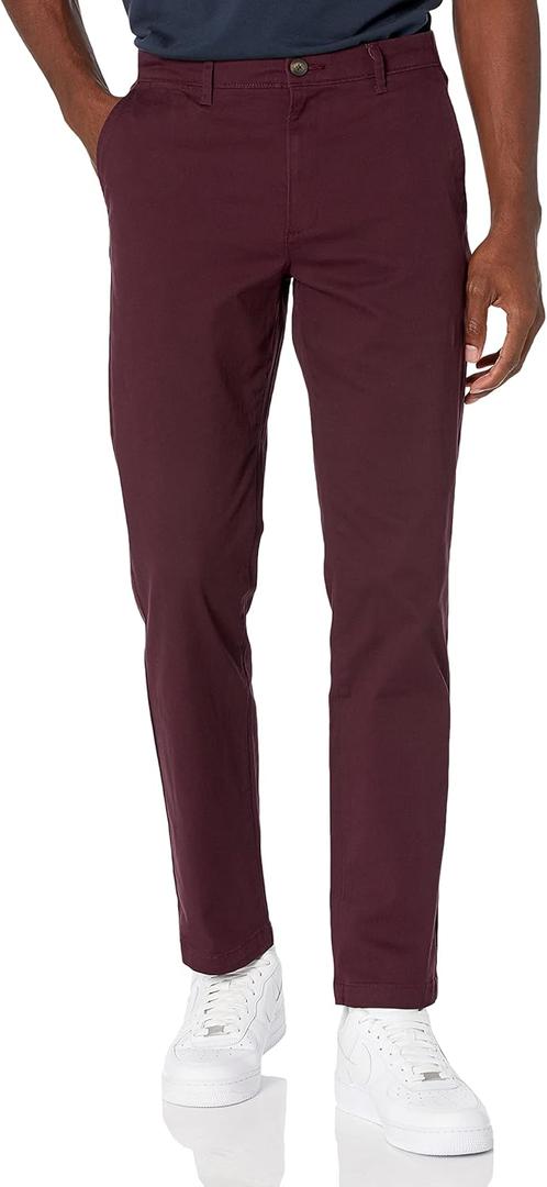 Amazon Essentials Men's Straight-Fit Casual Cotton Stretch Chino Pants, Burgundy, 33W x 28L