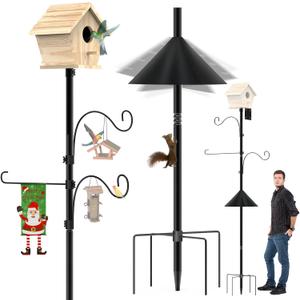 Bird Feeder Pole 118 Inch,Bird House Pole Mount Kit with Squirrel Proof BafflePresent for Mom,Good Luck Elephant Outdoor Statue Decorations,Funny Patio and Outdoor Yard Decoration