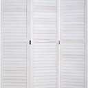 3 Panel Room Divider Privacy Screen 5.57 Ft Tall Privacy Wall Divider 66.9" x 15.7" Each Panel Folding Wood Screen for Home Office Bedroom Restaurant (White)