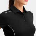 FitsT4 Sports Women's Golf Polo Shirts UPF 50+ 3 Buttons Quick Dry Collared Short Sleeve Tennis Shirt (Black, M)