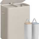 SONGMICS Laundry Hamper with Lid, 160L Double Laundry Basket, Steel Frame