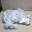 Feather Fur Robe Silk Satin Bridal Dressing Gown Sexy Illusion Lingerie Nightgown Bathrobe Sleepwear Small