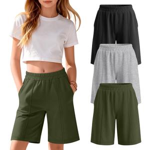 YooAurvox 3 Pack Girls Bermuda Athletic Shorts, 3-Color, 7-8 Years