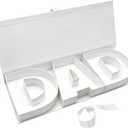 DAD Letter Shaped Gift Box, Decorative Storage Container for Father's Day (White DAD)