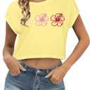 Hawaiian Shirts for Women Cropped Hawaii Trip T-Shirts Floral Graphic Beach Tees Tropical Summer Vacation Tops (XX-Large)