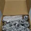 54 Pcs Mini Silver Disco Balls - Hanging Mirror Ornaments for Party, Wedding, Christmas Supplies (1.2 Inch, 2 Inch, 3.2 Inch, 4 Inch)