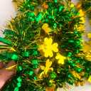 33Ft St Patrick's Day Tinsel Twist Garland Decorations Shiny Thick Shamrock Metallic Hanging Wreath for St Patricks Day Parade Floats and Other Holidays Party Hanging Decor Supplies