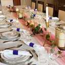 Polymer Material Reusable Napkin Band, Glue-Free Tear-Proof Water Resistant Oil-Proof Napkin Bands Set of 200(Front Blue Color and Back White), 6 Adjustable Sizes Napkin Rings