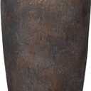 Briful Rustic Vintage Ceramic Vase, 9.06'' Farmhouse Table Decor with Wide Mouth, Large Decorative Vase for Home Decor, Living Room, Entryway & Shelf Styling, Brown