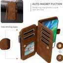 Asuwish Phone Case for Samsung Galaxy S21 FE 5G Zipper Wallet Cell Cover with Tempered Glass Screen Protector Crossbody Strap Flip Credit Card Holder S 21 EF S21FE5G UW S21FE 21S G5 6.4 inch Men Brown