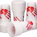 ArtCreativity Halloween Plastic Cups  50 Pack Disposable 10oz Party Cups  Blood Print Drinkware for Kids & Adults, Scary Spooky Party Supplies, Horror Decorations, Haunted House & Trick or Treat