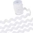 GORGECRAFT 0.78 inch-1.33 inch/20-34mm Wide Rick Rack Trim 9 Yards White Wave Bending Fringe Trim Braided Woven RIC Rac Ribbon Zig Zag Trim for DIY Sewing Crafts Wedding Dress Costumes Party