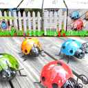 Metal Garden Wall Art Decorative Set of 4 Cute Ladybugs Outdoor Wall Sculptures