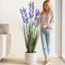 Green Onions Home Decor Fake Plants Lily of The Valley Snake Plant Home DCor Accents Artificial Grass Room Decor Artificial Plants Indoor Artificial Grass 36" 1 Pack(Purple) (Violet)