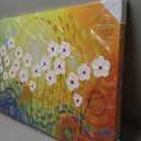 Yihui Arts Hand Painted Textured Floral Oil Painting on Canvas, Vibrant Abstract White Flower Wall Art with Colorful Swirls, Modern Home Decor for Living Room Bedroom