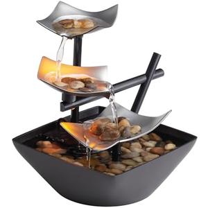 Tabletop Water Fountain, Home Décor Soothing Sound Machine - Automatic Pump, Deep Basin & Natural River Rocks. Indoor Zen Relaxation for Office, Living Room, or Bedroom, 8.25” Tall