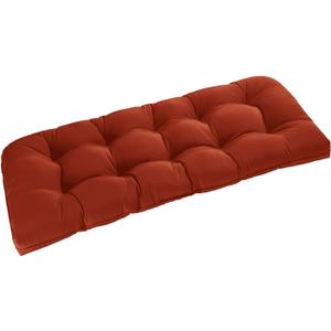 downluxe Outdoor Bench Cushion for Patio Furniture, Waterproof Tufted Overstuffed Porch Swing Cushions, Thick Outdoor Loveseat Cushions, 48" X 18" X 5", Brick Red, Set of 1