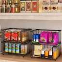 UMDONX 4 Pack Stackable Wire Baskets Storage Bins for Fruits, Vegetables, Potatoes & Onions | Pantry, Countertop, Laundry Organizer | Heavy Duty & Space Saving Black