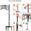 Winpull Garden Hose Holder Detachable Heavy Duty Metal Water Hose Hanger, Freestanding Hose Storage Stand Rack for Outside (Black)