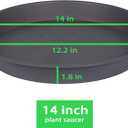 4 Pack of 13 14 inch Plant Saucer (12.2 Inch Base), Heavy Duty Plastic Plant Drip Trays 14" Round, Plant Trays for Indoors, Bird Bath Bowls, Plate for Planter 12-14" (14 inch, Cement Gray)