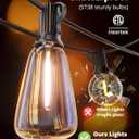VIPAR Outdoor String Lights, 100FT 52 ST38 Bulbs Patio Lights Outdoor Waterproof, Shatterproof Vintage Edison LED Outside Hanging Light for Backyard, Porch, Garden, Deck, Bistro, 2700K Dimmable