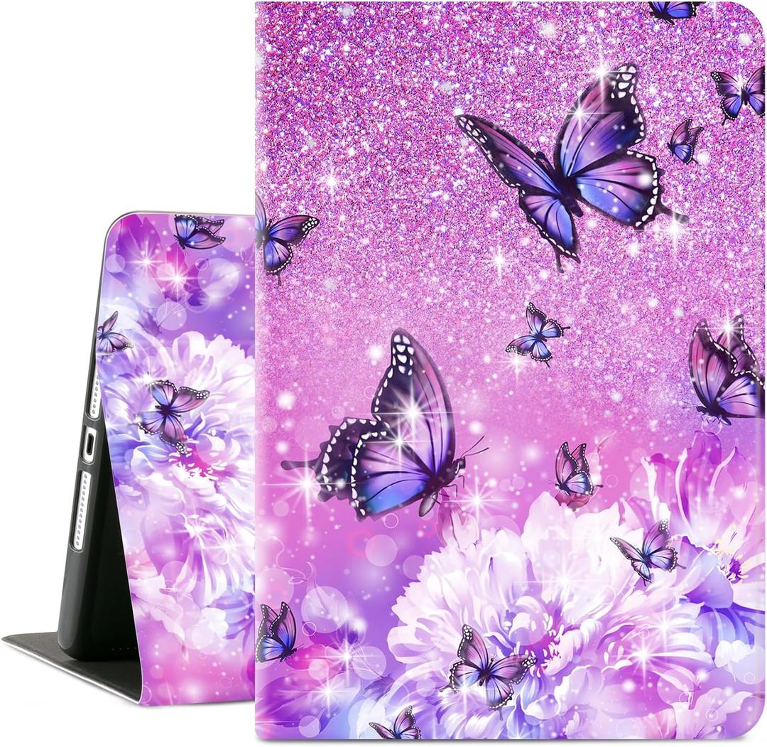 Case for iPad 9th Generation, iPad 8th Generation Case, iPad 7th Generation case, iPad Cases 9th Generation 10.2 inch Multi-Angle View Adjustable Stand Shockproof Auto Wake Sleep, Flower Butterfly