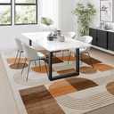 Large Machine Washable 5x7 Area Rug, Soft Modern Geometric Abstract Orange Rugs for Bedroom Living Room, Non-Shedding Faux Wool Indoor Throw Floor Carpet for Office Entryway Dining Room Decor