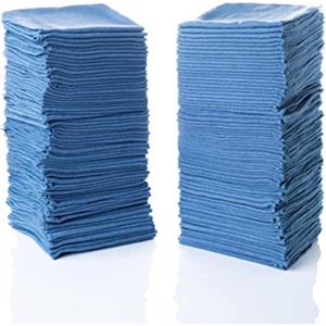 SIMPLI-MAGIC Premium Cotton Shop Towels 14"x12" (125 Pack)  Reusable Cleaning Shop Rags for Automobiles, Industries, Garage and Homes (Blue)
