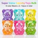 Glitter Bear Squishy Toys, 12 Pack 2 Inch Cute Bear Slow Rising Stress Relief Squeeze Toys for Kids & Adults Birthday Gifts, Party Favors, Goodie Bag Fillers, Classroom Rewards