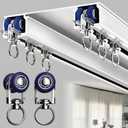 Double Curtain Track Ceiling Mounted, Heavy Duty Aluminum Sliding Rails for Curtains, Silent Double Curtain Track System for Drapes Room Dividers Living Room Bedroom (White,5.5m(18ft))