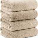 Mofuwa Microfiber Bath Towels Set, Compact Size 20 x 43 in, Hyaluronic Acid-Infused, Soft on Skin, 4 Pack, Quick Dry, Absorbent (Natural Beige)