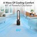 Comfort Zone 40-Inch Bladeless Tower Fan for Bedroom Quiet Standing Fan with Remote Control, 9H Timer & Wide Area Oscillation Turbocharged Airflow & Digital LED Display Black