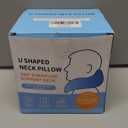 Travel Neck Pillow, Airplane Travel Neck Pillow, Cooling Fabric, 100% Pure Memory Foam for Neck Pain Relief, Ergonomic Support for Long Flight (Blue, Standard Size-(Broad Fit))