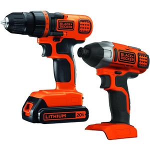 BLACK+DECKER 20V MAX Cordless Drill and Impact Driver, Power Tool Combo Kit with Battery and Charger (BD2KITCDDI)