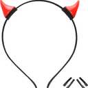 MOSTORY Demon Horns Headband - Devil Horns Hairband for Cosplay Halloween Costume Adult (Red)