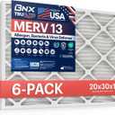 BNX TruFilter 20x30x1 Air Filter MERV 13 (6-Pack) - MADE IN USA - Electrostatic Pleated Air Conditioner HVAC AC Furnace Filters for Allergies, Pollen, Mold, Bacteria, Smoke, Allergen, MPR 1900 FPR 10