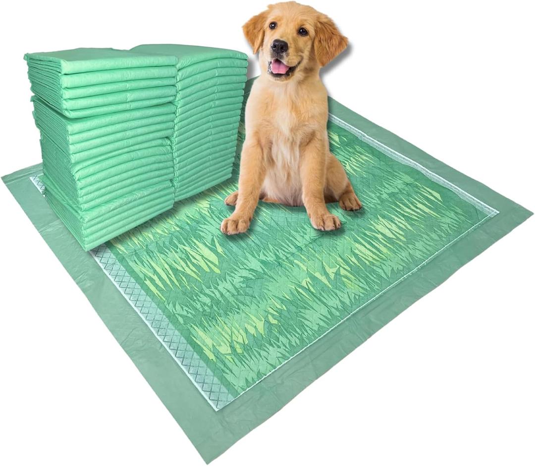 Dog & Puppy Pads Pet Potty Training Pad - Large Disposable Wee Wee Pads for Dogs - Grass Design & Scent - Super Absorbent & Leak Proof Doggy Piddle Pee Pads for Pets - 40 Count - 24x24