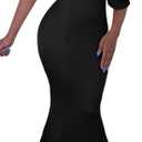 GOBLES Women Sexy V Neck Off The Shoulder Evening Gown Fishtail Maxi Dress (Medium, Black)