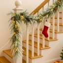 VIHOSE 6 FT Christmas Garland with Lights, Pre-Lit Artificial Christmas Garland, Flocked Surface with Red Berries Pine Cones for Mantels Stairs Railing Home Xmas Indoor Outdoor Decoration