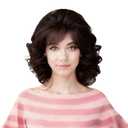 Rugelyss Vintage Short Dark Brown Beehive Wig with Bangs Curly Wavy Heat Resistant Synthetic Hair Wigs for Women fits 70s 80s Costume or Halloween and Party