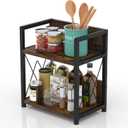 Aduanbang Coffee Bar Accessories Organizer, 2 Tier Wooden Kitchen Counter Shelf, Coffee Organizer Station for Countertop, Condiment Rack for Mugs, Cups, Cream, Syrup